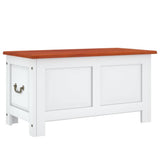 Storage Chest with Lid Brown and White Solid Wood Acacia - Front View
