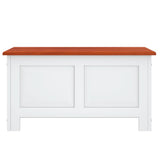 Storage Chest with Lid Brown and White Solid Wood Acacia - Top-Down View