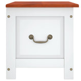 Storage Chest with Lid Brown and White Solid Wood Acacia - 45-Degree Angle