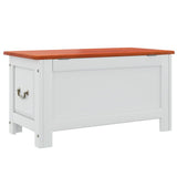 Storage Chest with Lid Brown and White Solid Wood Acacia - Rear View