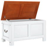 Storage Chest with Lid Brown and White Solid Wood Acacia - Close-Up Angle