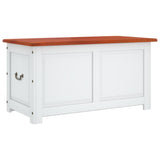 Storage Chest with Lid Brown and White Solid Wood Acacia - Front View