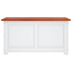 Storage Chest with Lid Brown and White Solid Wood Acacia