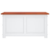 Storage Chest with Lid Brown and White Solid Wood Acacia - Top-Down View