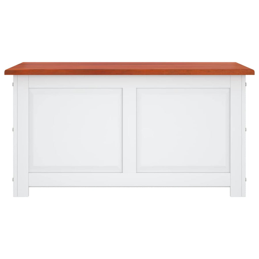 Storage Chest with Lid Brown and White Solid Wood Acacia