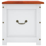 Storage Chest with Lid Brown and White Solid Wood Acacia - 45-Degree Angle