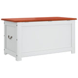 Storage Chest with Lid Brown and White Solid Wood Acacia - Rear View