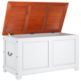 Storage Chest with Lid Brown and White Solid Wood Acacia - Close-Up Angle