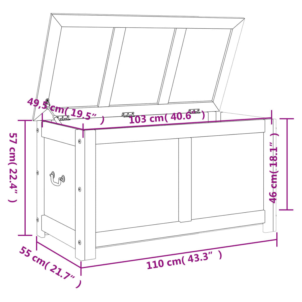 Storage Chest with Lid Brown and White Solid Wood Acacia