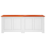 Storage Chest with Lid Brown and White Solid Wood Acacia
