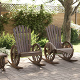 Rocking Adirondack Chairs 2 pcs Solid Wood Fir - Side View