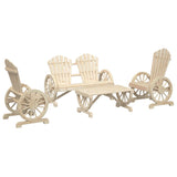 4 Piece Garden Lounge Set Solid Wood Fir - Front View