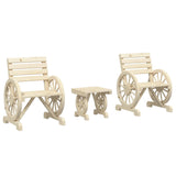 3 Piece Garden Lounge Set Solid Wood Fir - Front View