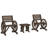 3 Piece Garden Lounge Set Solid Wood Fir - Front View