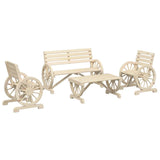 4 Piece Garden Lounge Set Solid Wood Fir - Front View