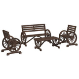 4 Piece Garden Lounge Set Solid Wood Fir - Front View