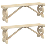 Garden Benches 2 pcs Solid Wood Fir - Front View