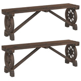 Garden Benches 2 pcs Solid Wood Fir - Front View