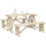 3 Piece Garden Dining Set Solid Wood Fir - Side View