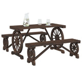 3 Piece Garden Dining Set Solid Wood Fir - Side View