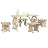 5 Piece Garden Dining Set Solid Wood Fir - Side View