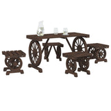 5 Piece Garden Dining Set Solid Wood Fir - Side View