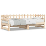 Pull-out Day Bed without Mattress 2x(90x190) cm Solid Wood - Front View