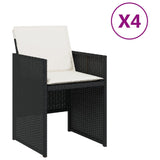 Garden Chairs with Cushions 4 pcs Black Poly Rattan - Front View