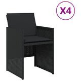 Garden Chairs with Cushions 4 pcs Black Poly Rattan - Front View