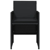 Garden Chairs with Cushions 4 pcs Black Poly Rattan - 45-Degree Angle