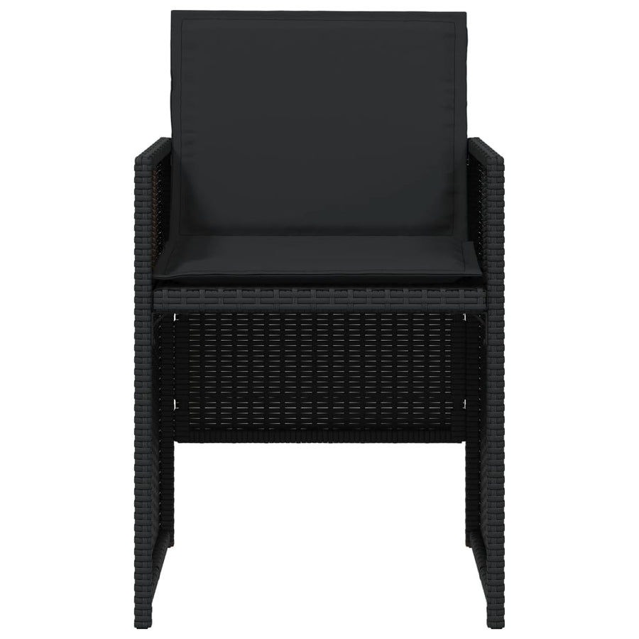 Garden Chairs with Cushions 4 pcs Black Poly Rattan