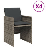 Garden Chairs with Cushions 4 pcs Grey Poly Rattan - Front View
