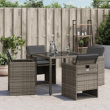 Garden Chairs with Cushions 4 pcs Grey Poly Rattan - Side View
