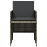 Garden Chairs with Cushions 4 pcs Grey Poly Rattan - 45-Degree Angle