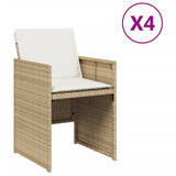 Garden Chairs with Cushions 4 pcs Beige Poly Rattan - Front View