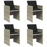 Garden Chairs with Cushions 4 pcs Light Grey Poly Rattan