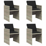 Garden Chairs with Cushions 4 pcs Light Grey Poly Rattan
