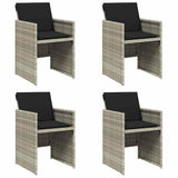 Garden Chairs with Cushions 4 pcs Light Grey Poly Rattan - Front View