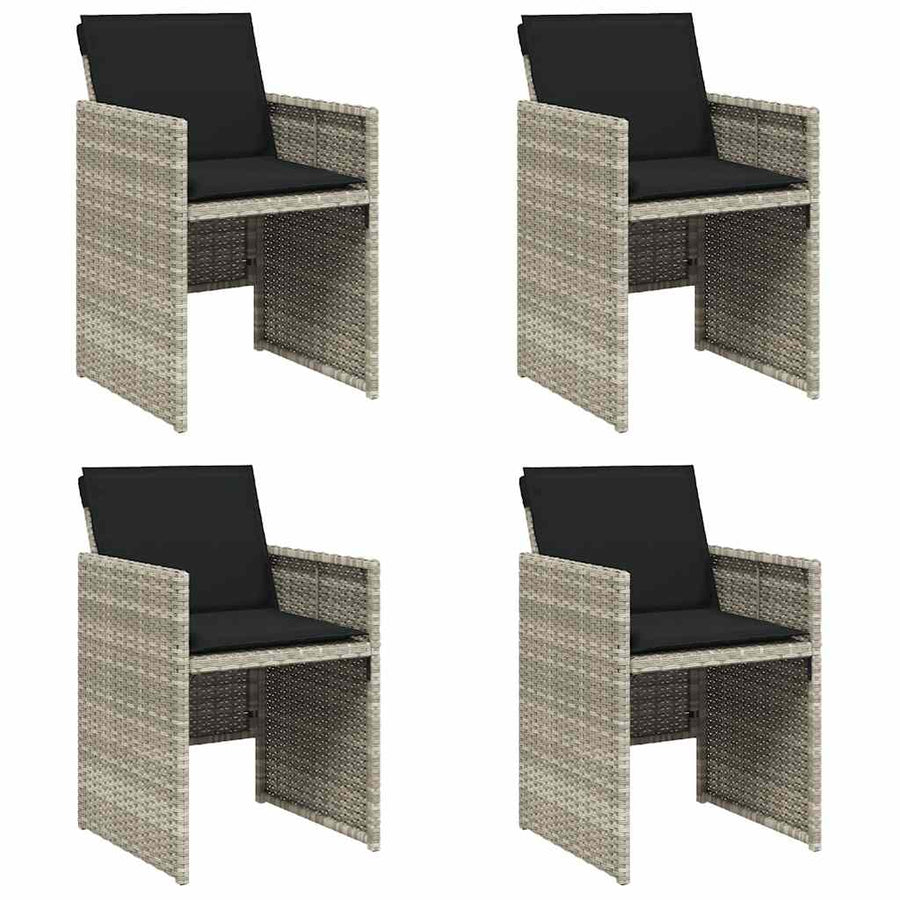 Garden Chairs with Cushions 4 pcs Light Grey Poly Rattan