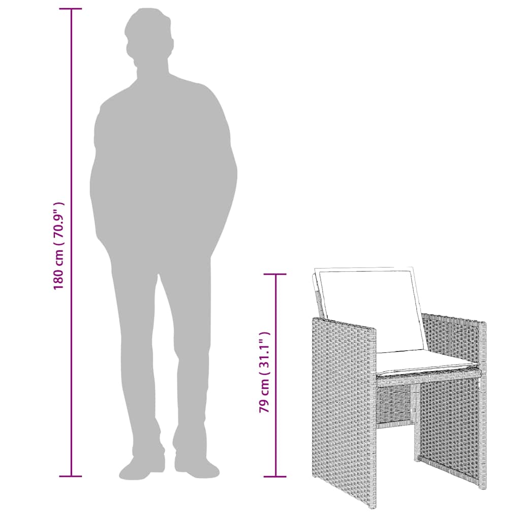 Garden Chairs with Cushions 4 pcs Light Grey Poly Rattan