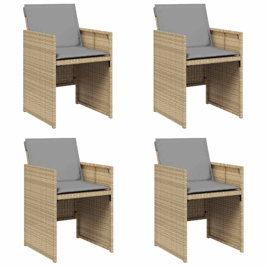 Garden Chairs with Cushions 4 pcs Mix Beige Poly Rattan