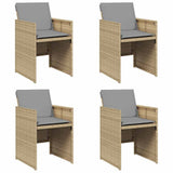 Garden Chairs with Cushions 4 pcs Mix Beige Poly Rattan