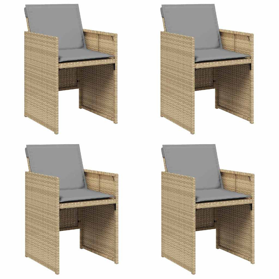 Garden Chairs with Cushions 4 pcs Mix Beige Poly Rattan