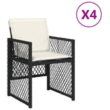 Garden Chairs with Cushions 4 pcs Black Poly Rattan - Front View