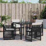 Garden Chairs with Cushions 4 pcs Black Poly Rattan - Side View