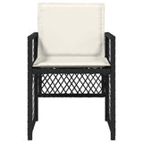 Garden Chairs with Cushions 4 pcs Black Poly Rattan