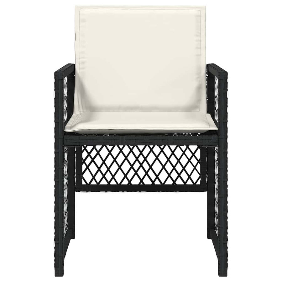 Garden Chairs with Cushions 4 pcs Black Poly Rattan