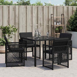 Garden Chairs with Cushions 4 pcs Black Poly Rattan - Side View
