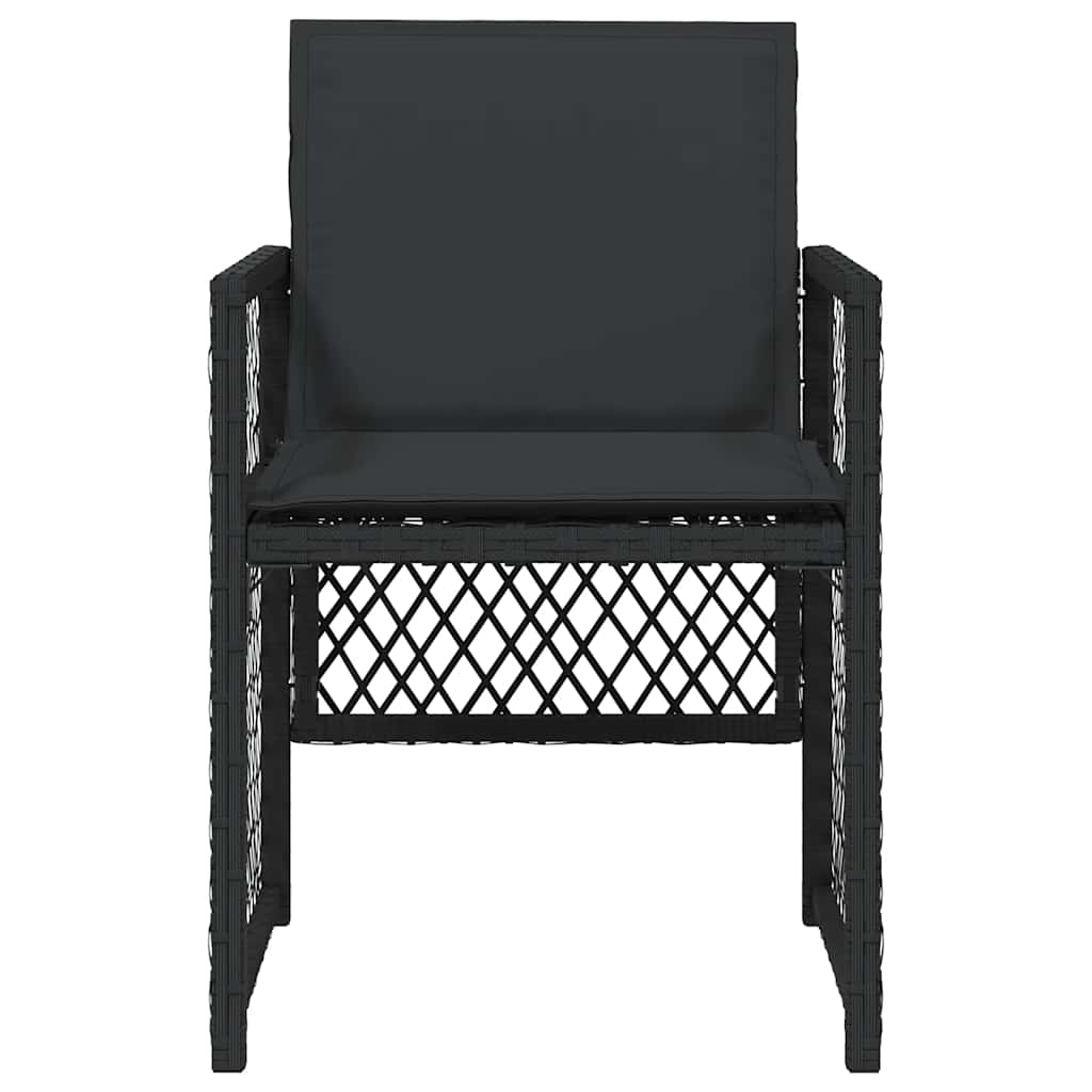 Garden Chairs with Cushions 4 pcs Black Poly Rattan