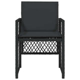 Garden Chairs with Cushions 4 pcs Black Poly Rattan - 45-Degree Angle